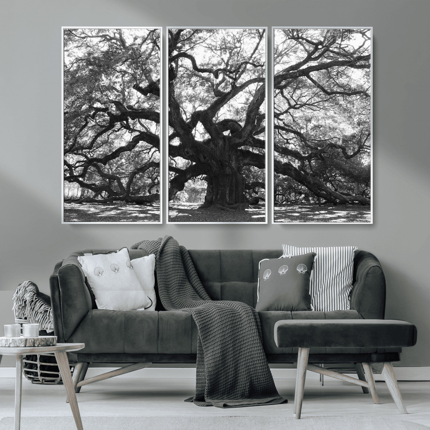 81655611-MGV-CV-36X24-Ancient Oak Wall Art Canvas Print, Framed Twisted Branches Art Picture Print, Gnarled Tree Perfect Moody Nature Decor Artwork