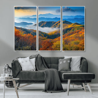 86772247-MGV-CV-36X24-Autumn Mountains Wall Art Canvas Print, Framed Fall Foliage Art Picture Print, Vibrant Hills Perfect Vibrant Nature Decor Artwork