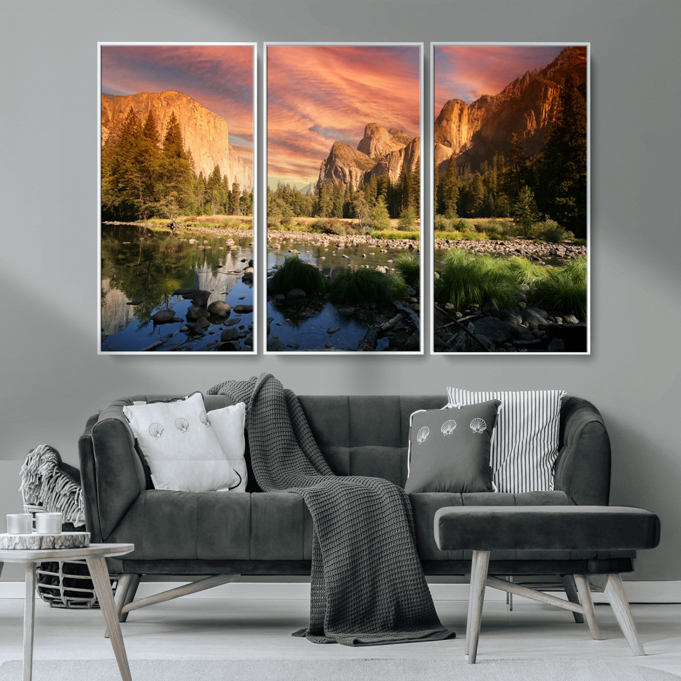 31199457-MGV-CV-36X24-Yosemite Valley Wall Art Canvas Print, Framed El Capitan Art Picture Print, Sunset Sky Perfect Vibrant Western Decor Artwork