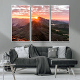50957419-MGV-CV-36X24-Mountain Sunrise Wall Art Canvas Print, Framed Alpine Ridge Art Picture Print, Mountain Range Perfect Vibrant Rustic Decor Artwork