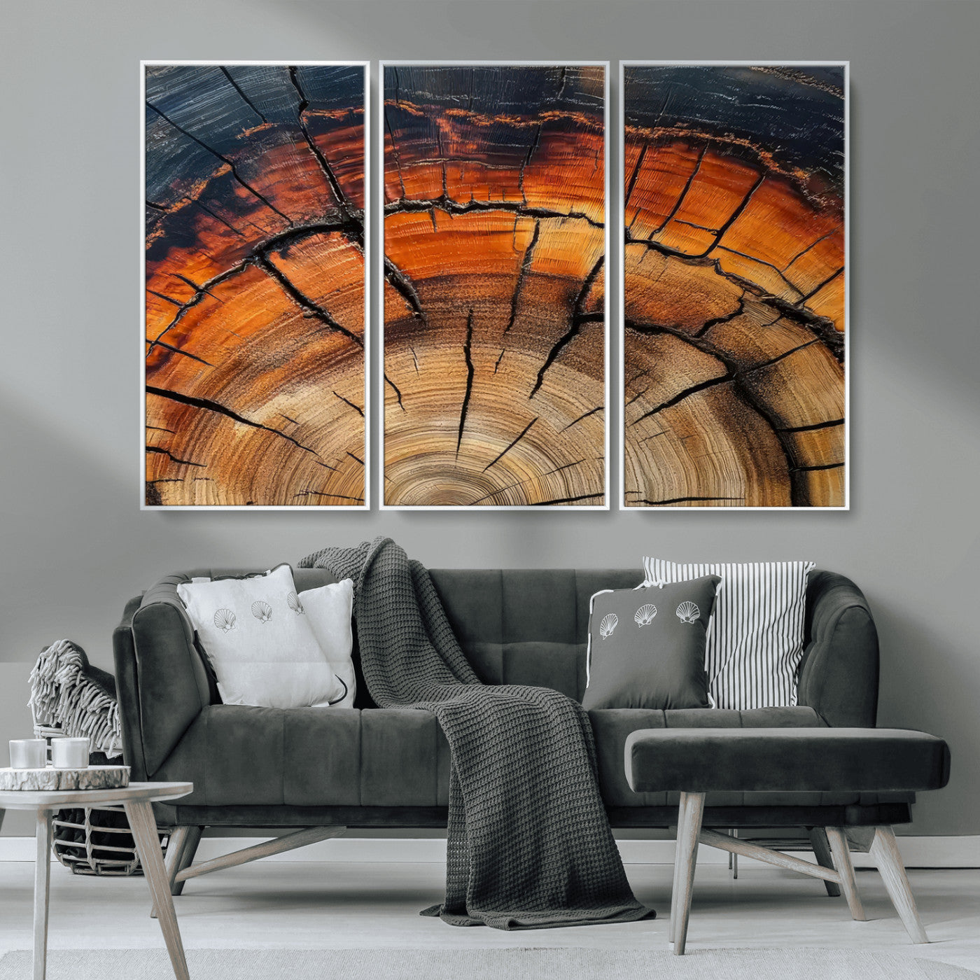 65909987-MGV-CV-36X24-Rustic Tree Ring Wall Art – Nature Inspired Wooden Texture Canvas Print, Modern Abstract Artwork for Living Room, Bedroom, Office