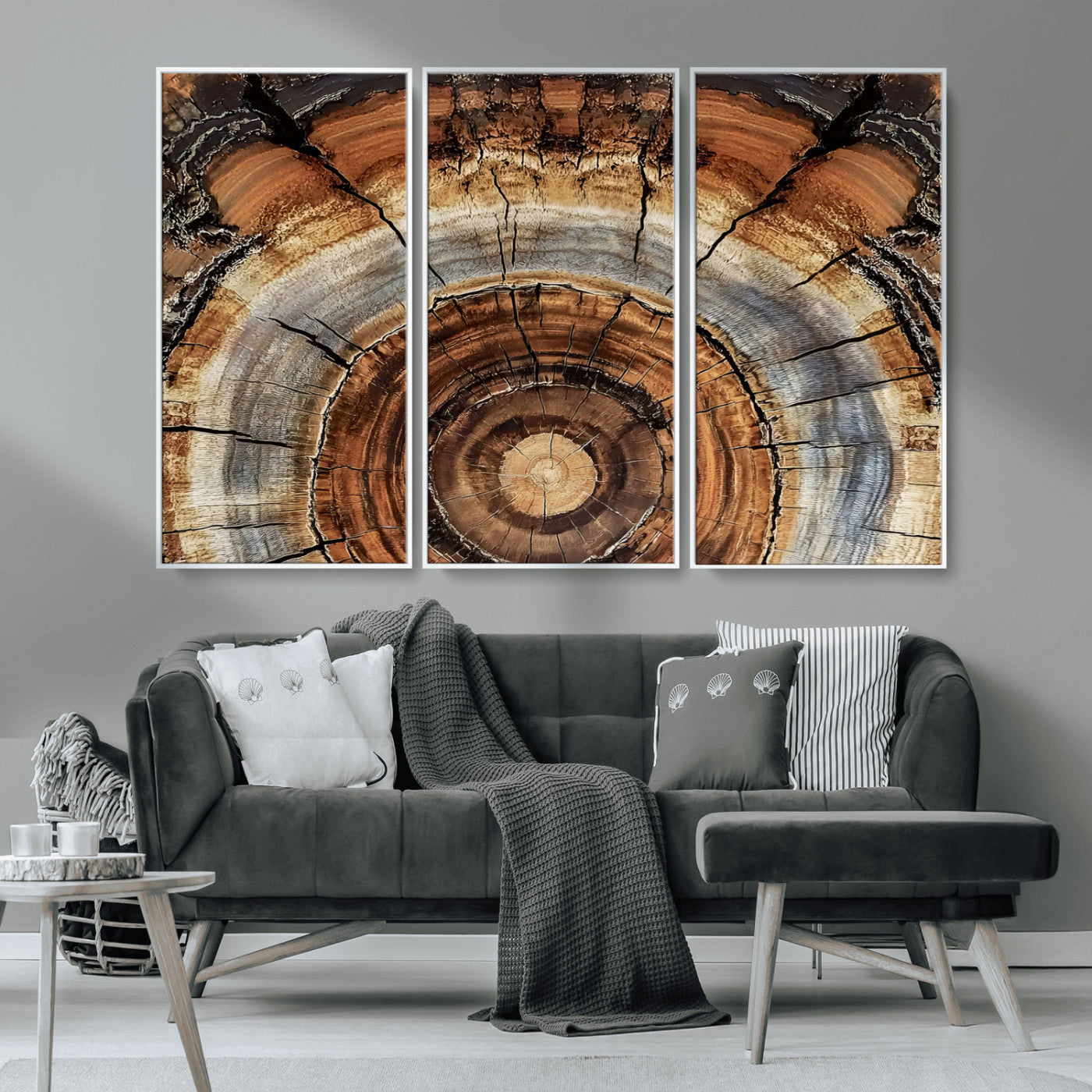 15184146-MGV-CV-36X24-Tree Rings Wall Art Canvas Print, Framed Wood Texture Art Picture Print, Rustic Pattern Perfect Rustic Organic Decor Artwork