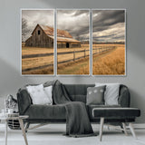 26821575-MGV-CV-36X24-Old Barn Wall Art Canvas Print, Framed Rustic Barn Art Picture Print, Moody Farm Perfect Rustic Farmhouse Decor Artwork