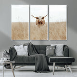 20927060-MGV-CV-36X24-Texas Longhorn Wall Art Canvas Print, Framed Lone Cattle Art Picture Print, Longhorn Bull Perfect Rustic Western Decor Artwork