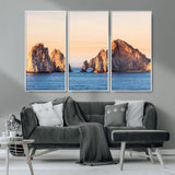 72996116-MGV-CV-36X24-El Arco Wall Art Canvas Print, Framed Cabo Rocks Art Picture Print, Ocean Arch Perfect Golden Coastal Landmark Decor Artwork