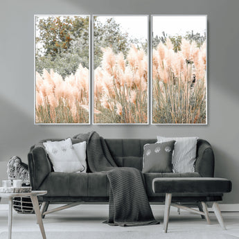 21826392-MGV-CV-36X24-Pampas Grass Wall Art Canvas Print, Framed Soft Pampas Art Picture Print, Pastel Grasses Perfect Soft Neutral Boho Decor Artwork
