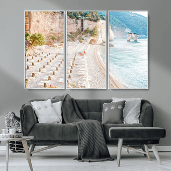84816639-MGV-CV-36X24-Mediterranean Beach Wall Art Canvas Print, Framed Airy Coastal Art Picture Print, Summer Shore Perfect Coastal Retreat Decor
