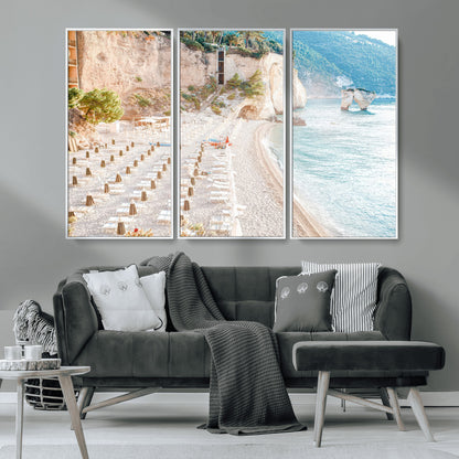 84816639-MGV-CV-36X24-Mediterranean Beach Wall Art Canvas Print, Framed Airy Coastal Art Picture Print, Summer Shore Perfect Coastal Retreat Decor