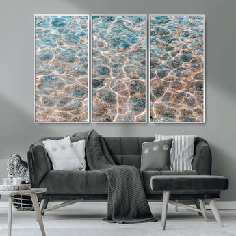 26580287-MGV-CV-36X24-Clear Water Wall Art Canvas Print, Framed Sunlit Ripples Art Picture Print, Ocean Texture Perfect Modern Coastal Decor Artwork