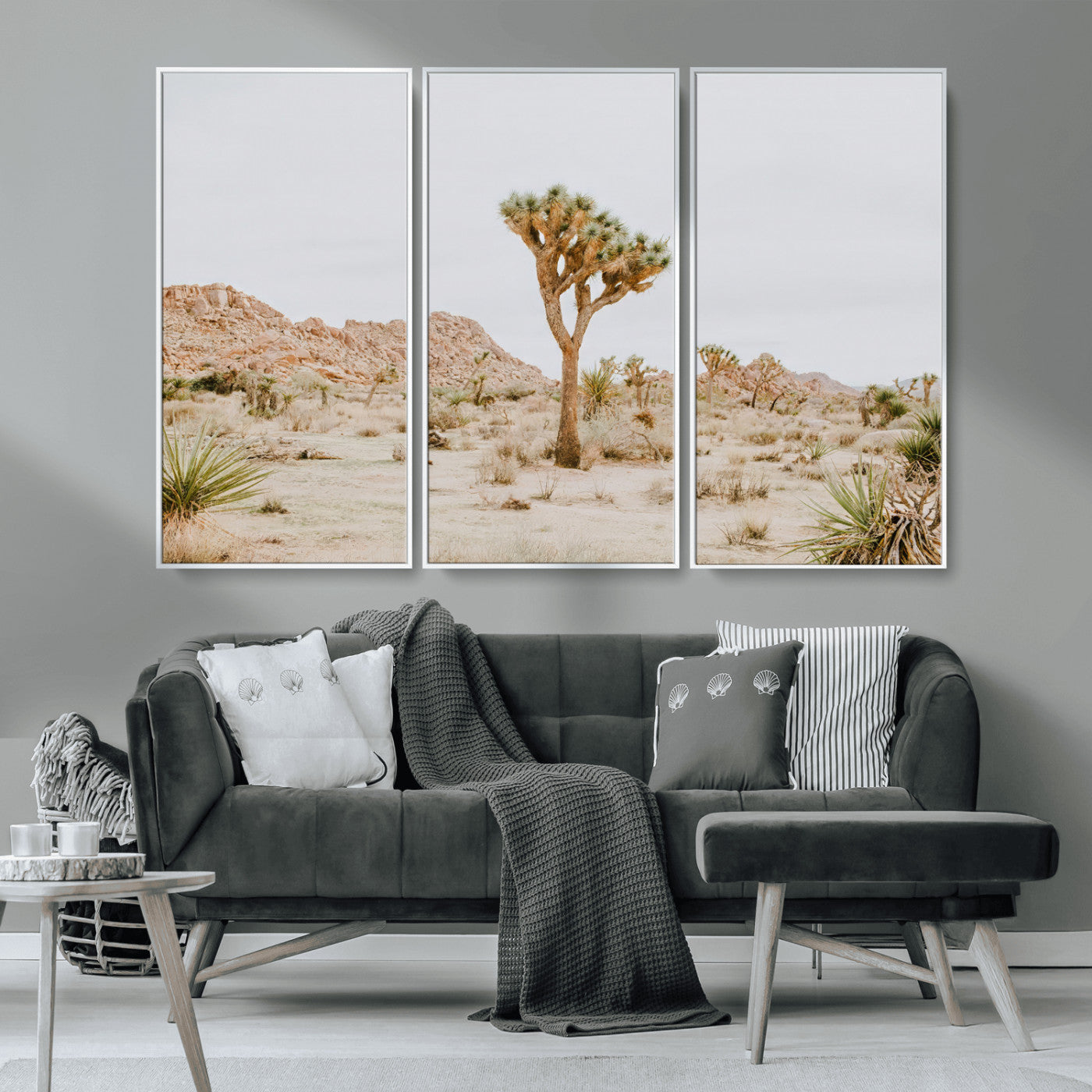 67109959-MGV-CV-36X24-Joshua Tree Wall Art Canvas Print, Framed Neutral Desert Art Picture Print, Earthy Landscape Perfect Neutral Boho Decor Artwork