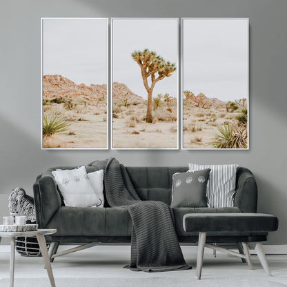 67109959-MGV-CV-36X24-Joshua Tree Wall Art Canvas Print, Framed Neutral Desert Art Picture Print, Earthy Landscape Perfect Neutral Boho Decor Artwork