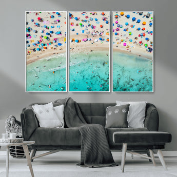 76172085-MGV-CV-36X24-Tropical Shoreline Wall Art Canvas Print, Framed Beach Relaxing Art Picture Print, Aerial Summer Perfect Coastal Vibrant Decor
