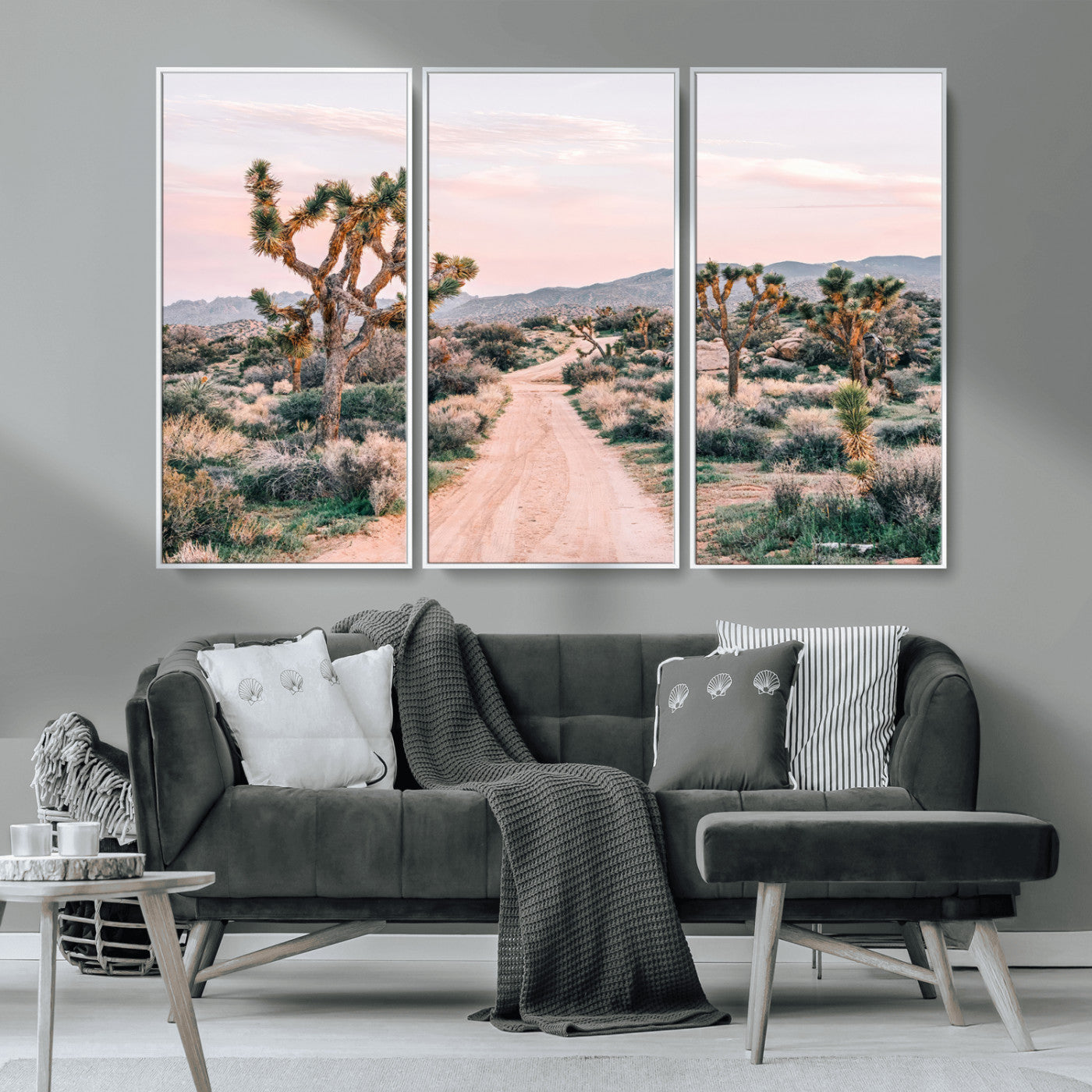 12540952-MGV-CV-36X24-Joshua Tree Park Wall Art Canvas Print, Framed Desert Road Art Picture Print, Sunset Drive Perfect Southwestern Boho Decor Artwork
