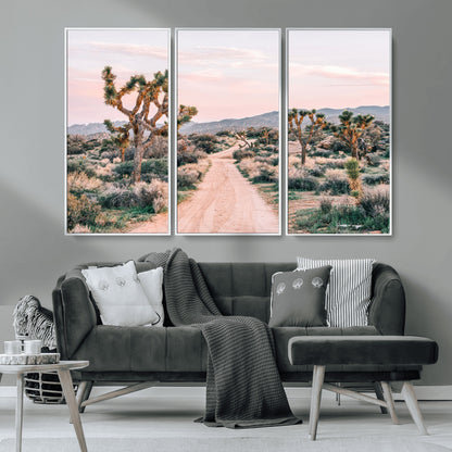 12540952-MGV-CV-36X24-Joshua Tree Park Wall Art Canvas Print, Framed Desert Road Art Picture Print, Sunset Drive Perfect Southwestern Boho Decor Artwork