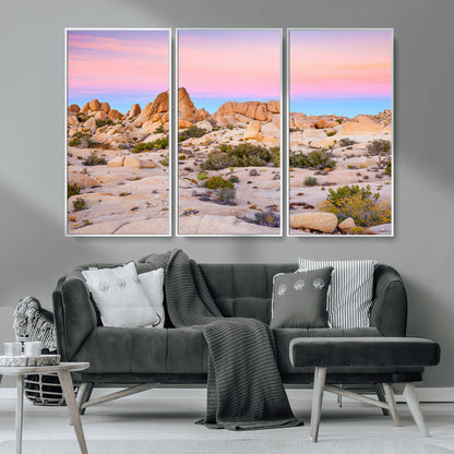 96167137-MGV-CV-36X24-Vibrant Sunset Sky Wall Art Canvas Print, Framed Joshua Tree Art Picture Print, Rugged Terrain Perfect Southwestern Boho Decor
