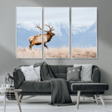 96024025-MGV-CV-36X24-Elk Photography Wall Art Canvas Print, Framed Mountain Wildlife Art Picture Print, Rustic Lodge Decor Perfect Rustic Lodge Decor