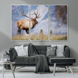 26365841-MGV-CV-36X24-Mountain Elk Art Wall Art Canvas Print, Framed Rustic Wildlife Print Art Picture Print, Lodge Style Decor Perfect Rustic Lodge