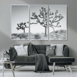 29996209-MGV-CV-36X24-Joshua Tree Art Wall Art Canvas Print, Framed Black White Landscape Art Picture Print, Desert Tree Decor Perfect Southwestern Boho