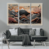 55739266-MGV-CV-36X24-Japanese Wall Art Print – Abstract Yayoi Kusama Inspired Dotted Landscape Poster, Surreal Oriental Mountain and Cherry Blossom