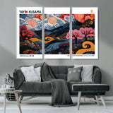 43879290-MGV-CV-36X24-Japanese Abstract Wall Art – Mount Fuji Cherry Blossom Canvas Print, Modern Asian Inspired Landscape Decor for Living Room,