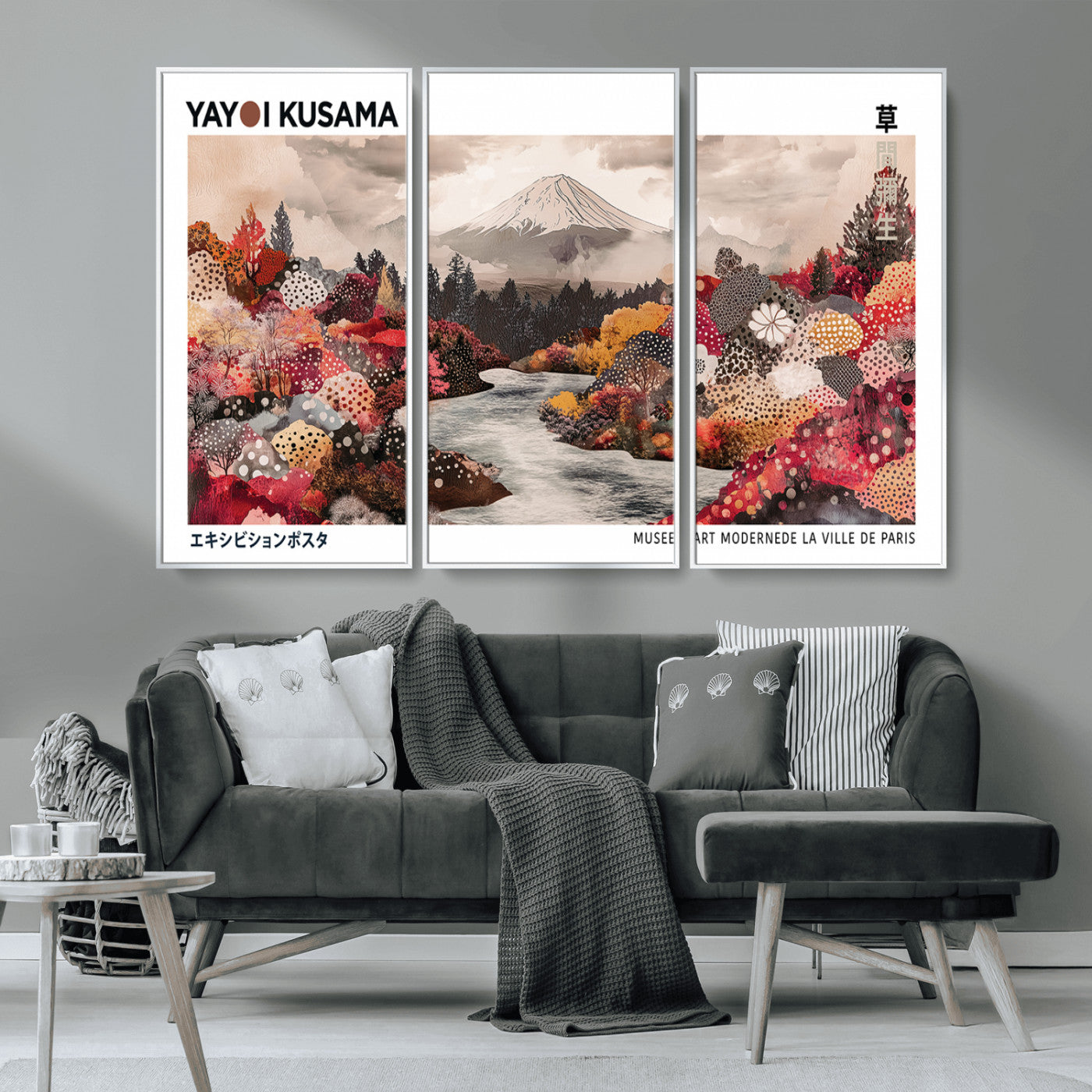 32352074-MGV-CV-36X24-Japanese Landscape Wall Art – Mount Fuji River Canvas Print, Modern Asian Inspired Nature Decor for Living Room, Bedroom, Office