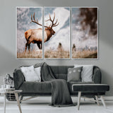 70489411-MGV-CV-36X24-Elk Photography Wall Art Canvas Print, Framed Mountain Wildlife Art Picture Print, Rustic Nature Decor Perfect Rustic Lodge Decor