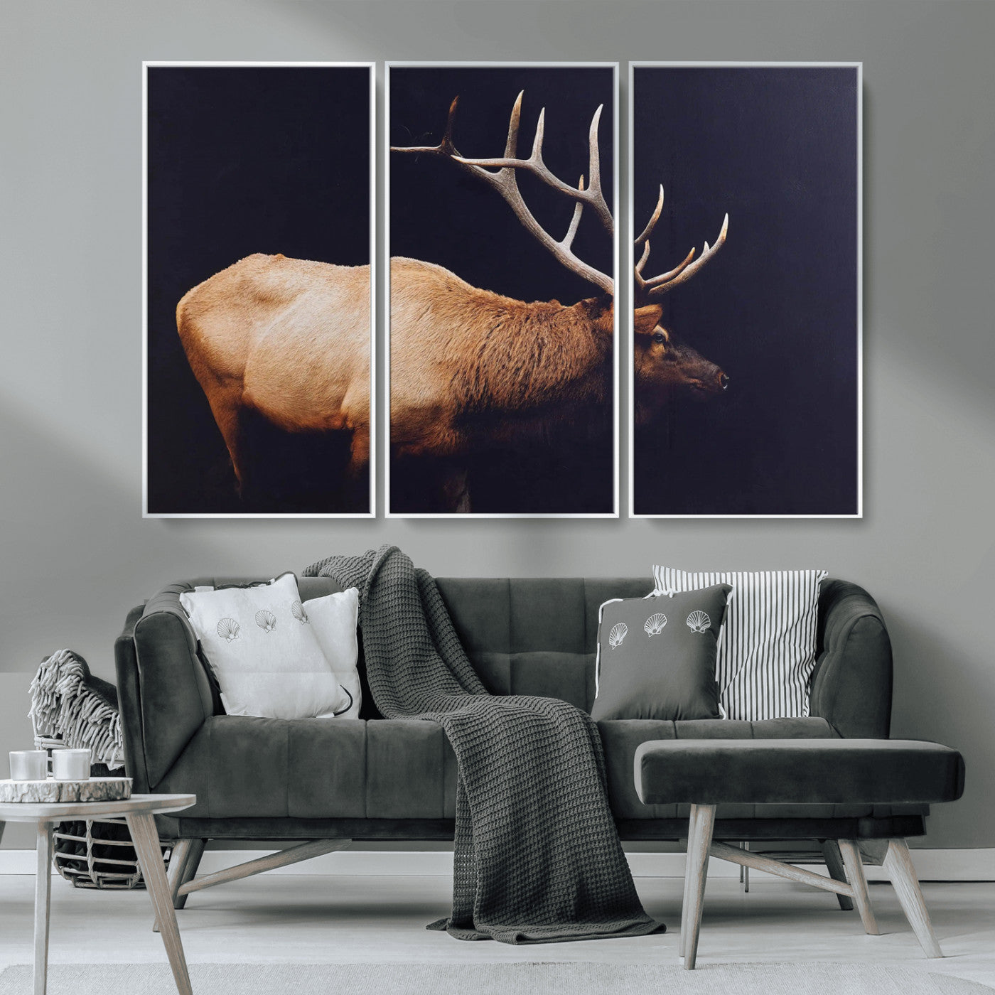 89239257-MGV-CV-36X24-Bull Elk Decor Wall Art Canvas Print, Framed Elk Photography Art Picture Print, Rustic Wildlife Perfect Rustic Lodge Decor Artwork