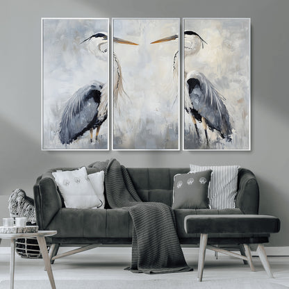90806932-MGV-CV-36X24-Heron Wall Art Wall Art Canvas Print, Framed Bird Canvas Decor Art Picture Print, Nature Inspired Perfect Coastal Minimalist Decor