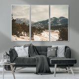 77311749-MGV-CV-36X24-Mountain Landscape Wall Art Canvas Print, Framed Snowy Peaks Art Picture Print, Alpine Aesthetic Perfect Rustic Winter Decor