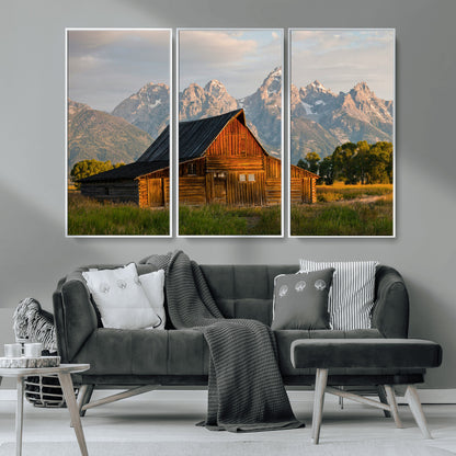 31771014-MGV-CV-36X24-Rustic Barn Wall Art Canvas Print, Framed Western Landscape Art Picture Print, Farmhouse Style Perfect Rustic Farmhouse Decor