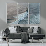 23077324-MGV-CV-36X24-Ocean Waves Wall Art Canvas Print, Framed Coastal Serenity Art Picture Print, Surf Aesthetic Perfect Modern Coastal Decor Artwork