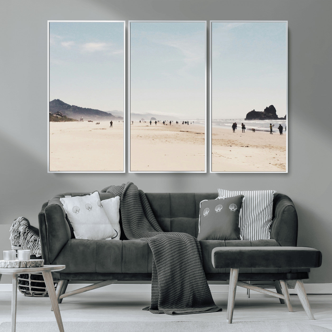 28307820-MGV-CV-36X24-Minimalist Beach Wall Art Canvas Print, Framed Coastal Serenity Art Picture Print, Soft Sand Perfect Modern Coastal Decor Artwork