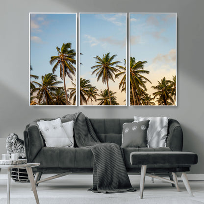 99033771-MGV-CV-36X24-Palm Trees Wall Art Canvas Print, Framed Tropical Vibes Art Picture Print, Coastal Sunset Perfect Coastal Boho Decor Artwork