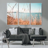 36108696-MGV-CV-36X24-Coastal Grass Wall Art – Serene Ocean View Canvas Print, Beach Nature Photography Decor for Living Room, Bedroom, Office or Modern