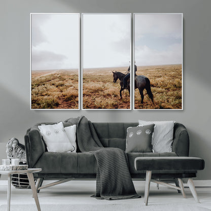 57597730-MGV-CV-36X24-Cowboy Wall Art Wall Art Canvas Print, Framed Western Canvas Art Picture Print, Rustic Ranch Scene Perfect Rustic Western Decor