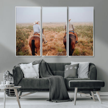 54943176-MGV-CV-36X24-Cowboy Wall Art Wall Art Canvas Print, Framed Western Canvas Art Picture Print, Rustic Ranch Scene Perfect Rustic Western Decor