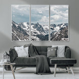 94074619-MGV-CV-36X24-Snowy Peaks Wall Art Canvas Print, Framed Alpine Wilderness Art Picture Print, Mountain Escape Perfect Winter Serenity Decor