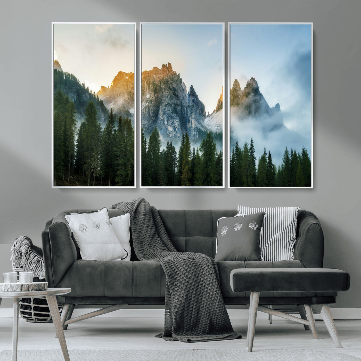21145440-MGV-CV-36X24-Wilderness Wall Art Wall Art Canvas Print, Framed Nature Landscape Decor Art Picture Print, Misty Forest Photography Perfect