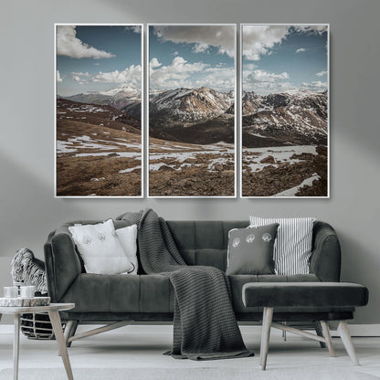 44565953-MGV-CV-36X24-Mountain Landscape Wall Art Canvas Print, Framed Snowy Peaks Art Picture Print, Rugged Highlands Perfect Rustic Adventure Decor