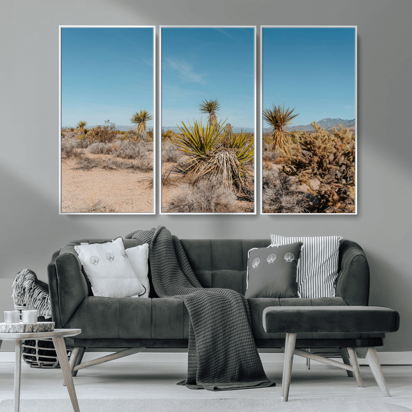 35156165-MGV-CV-36X24-Joshua Tree Wall Art Canvas Print, Framed Desert Landscape Art Picture Print, Warm Earth Tones Perfect Southwestern Minimalist
