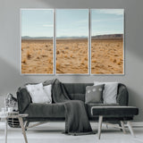 55918919-MGV-CV-36X24-Desert Landscape Wall Art – Golden Grass Plains and Mountain Horizon Canvas Print, Southwest Nature Photography Decor for Living