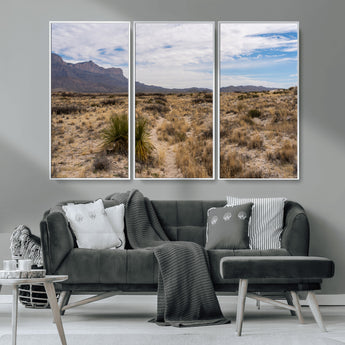 21606563-MGV-FC-48X32-3P_White-Desert Mountain Wall Art – Southwest Landscape Photography Canvas Print, Rustic Nature Artwork Scenic Western Decor for Living