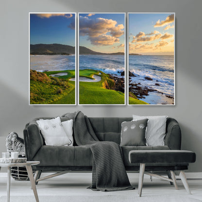 50107048-MGV-CV-36X24-Golf Course Wall Art – Coastal Ocean View Canvas Print, Scenic Fairway Landscape Decor for Office, Man Cave, Bedroom, or Living