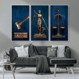 91629053-MGV-FC-48X32-3P_White-Lady Justice Wall Art – Golden Gavel and Scales Canvas Print, Elegant Legal Office Decor for Lawyers, Judges, Courtroom or Study