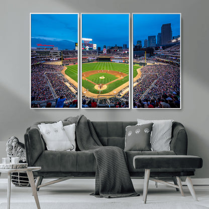 77273035-MGV-CV-36X24-Baseball Stadium Wall Art – Panoramic Evening Game Canvas Print, Sports Fan Decor for Man Cave, Office, Bar, or Living Room