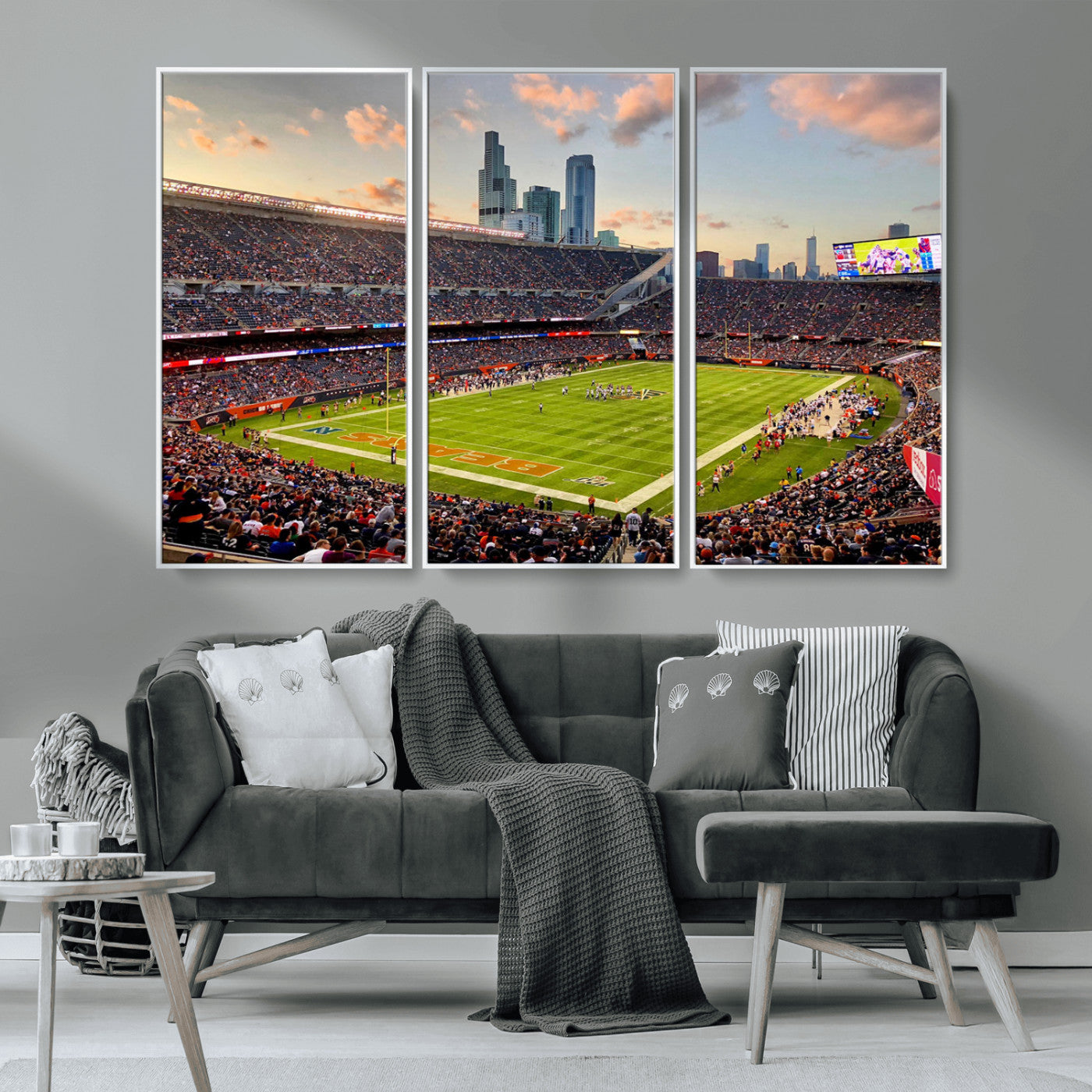 55377093-MGV-CV-36X24-Soldier Field Wall Art – Panoramic Chicago Bears Football Stadium Canvas Print, Game Day Sports Decor for Man Cave, Bar, Office,