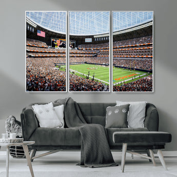 32530647-MGV-CV-36X24-Chicago Bears Stadium Wall Art – Futuristic Dome Arena Canvas Print, Modern Football Concept Design Decor for Man Cave, Bar, or