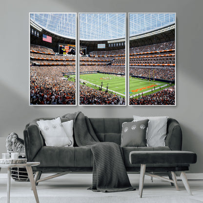 32530647-MGV-CV-36X24-Chicago Bears Stadium Wall Art – Futuristic Dome Arena Canvas Print, Modern Football Concept Design Decor for Man Cave, Bar, or