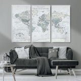 94249974-MGV-FC-48X32-3P_White-Ours Explore World Map Wall Art – Modern Travel Canvas Print, Neutral Adventure Decor for Living Room, Office, Study, Bedroom,