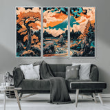 21638941-MGV-CV-36X24-Japanese Landscape Wall Art – Mount Fuji and Flowing River Ukiyo-e Style Canvas Print, Traditional Japan Inspired Artwork for